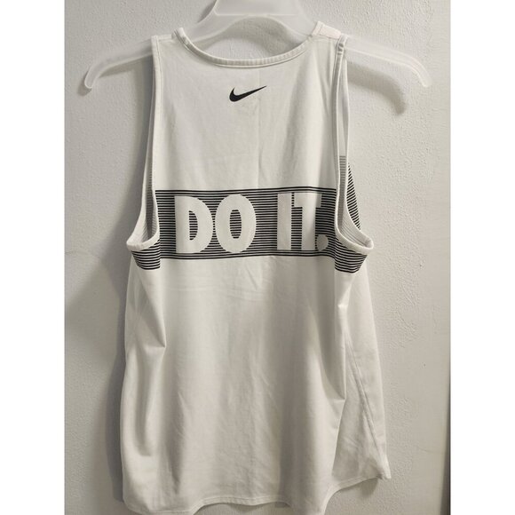 Nike Women Muscle Sleeveless Tank Top - Large - Dri Fit - White & Black - EUC - Picture 2 of 7